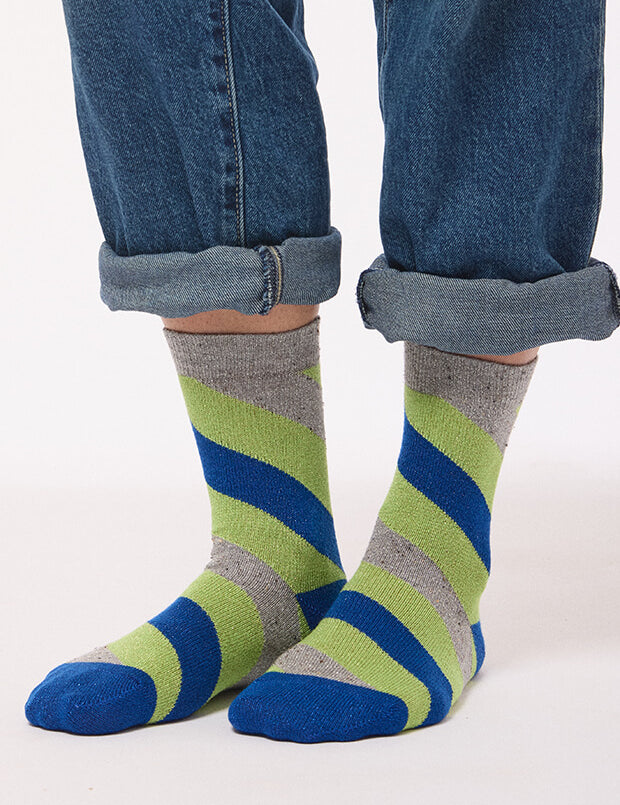 Serora Sparkly Stripe Sock Green Blue