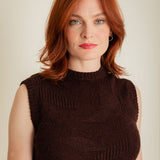 Soar Textured Lambswool Knitted Vest Raisin Brown - Preorder