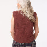 Soar Merino Wool Textured Stitch Knitted Vest Rose
