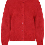 Soar Merino Wool Textured Stitch Cardigan Bright Red