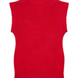 Soar Merino Wool Textured Stitch Knitted Vest Bright Red