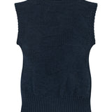 Soar Merino Wool Textured Stitch Knitted Vest Indigo Blue