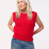 Soar Merino Wool Textured Stitch Knitted Vest Bright Red