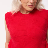 Soar Merino Wool Textured Stitch Knitted Vest Bright Red