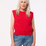 Soar Merino Wool Textured Stitch Knitted Vest Bright Red