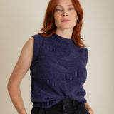 Soar Textured Lambswool Knitted Vest Ink Navy - Preorder