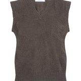 Soar V-neck Textured Lambswool Knitted Vest Taupe