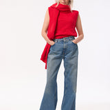 Soar Merino Wool Textured Stitch Knitted Vest Bright Red