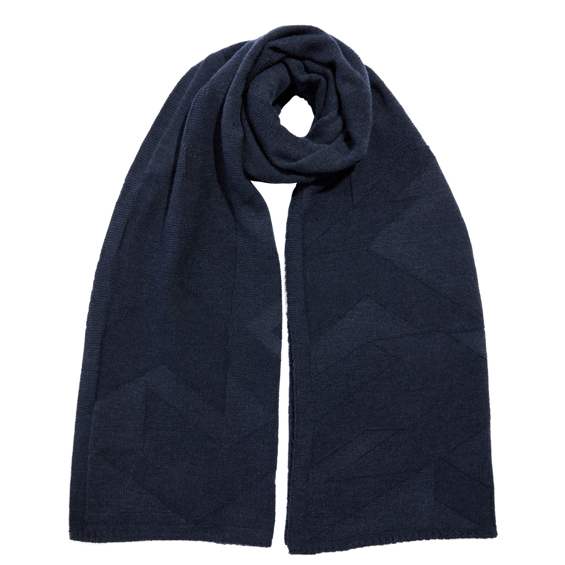 Textured Merino Wool Blanket Scarf Indigo Blue Genevieve Sweeney
