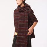 Textured Stripe Lambswool Scarf Brown