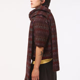 Textured Stripe Lambswool Scarf Brown