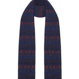Textured Stripe Lambswool Scarf Navy & Orange