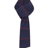 Textured Stripe Lambswool Scarf Navy & Orange