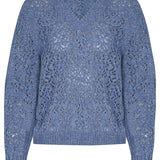Ver Lambswool Silk Lace V-Neck Sweater Blue