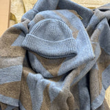 Baby Lambswool Geometric Blanket Gift Set Blue