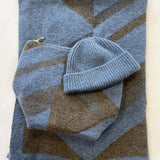 Baby Lambswool Geometric Blanket Gift Set Blue