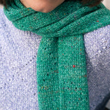 Chunky Alpaca Merino Wool Moss Stitch Scarf Bright Green