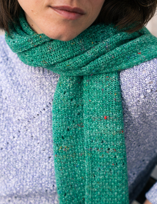 Chunky Alpaca Merino Wool Moss Stitch Scarf Bright Green