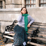 Chunky Alpaca Merino Wool Moss Stitch Scarf Bright Green