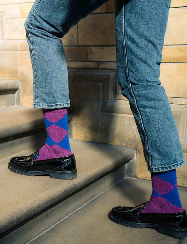 Samar Merino Argyle Sock Pink
