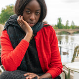 Soar Merino Wool Textured Stitch Cardigan Bright Red