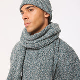 Lambswool Slub Ribbed Beanie Grey Marl