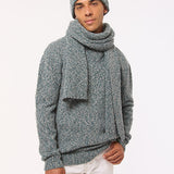 Lambswool Slub Ribbed Beanie Grey Marl