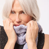 Lambswool Moss Stitch Pointelle Scarf Lilac Marl
