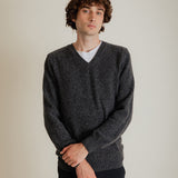 Ellon V neck Lambswool Sweater Charcoal Marl