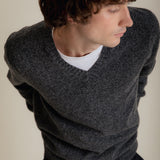 Ellon V neck Lambswool Sweater Charcoal Marl