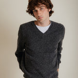 Ellon V neck Lambswool Sweater Charcoal Marl
