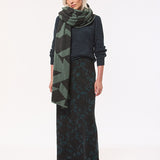 Geometric Lambswool Blanket Scarf Peacock Green