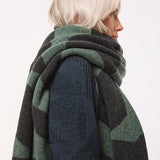 Geometric Lambswool Blanket Scarf Peacock Green