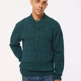 Hadham Lambswool Shawl Neck Sweater Jade Marl