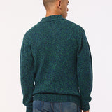 Hadham Lambswool Shawl Neck Sweater Jade Marl