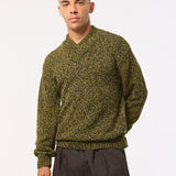 Hadham Lambswool Shawl Neck Sweater Mustard Marl