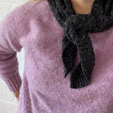 Lambswool Silk Triangle Lace Scarf Black