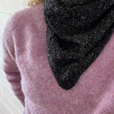 Lambswool Silk Triangle Lace Scarf Black