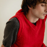 Laide V-neck Brushed Wool Knitted Vest Men Red