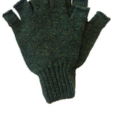 Fingerless Lambswool Gloves Green Tweed