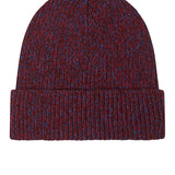 Lambswool Slub Ribbed Beanie Burgundy Marl