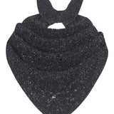Lambswool Silk Triangle Lace Scarf Black