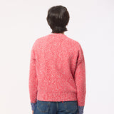 Lea Lambswool V-Neck Cardigan Pink Textured Knit