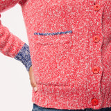 Lea Lambswool V-Neck Cardigan Pink Textured Knit