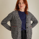 Lea Cardigan Textured Lambswool Charcoal