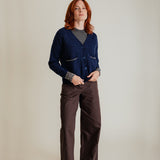 Lea Cardigan Textured Lambswool Navy