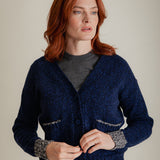 Lea Cardigan Textured Lambswool Navy