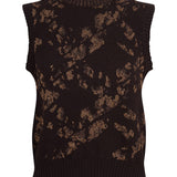 Lin Lambswool Jacquard Knitted Vest Brown