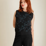 Lin Lambswool Jacquard Knitted Vest Charcoal
