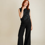 Lin Lambswool Jacquard Knitted Vest Charcoal